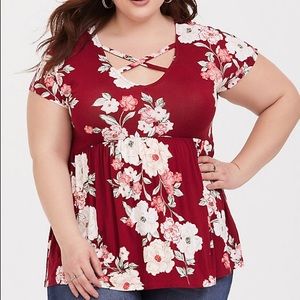 Torrid Floral Criss Cross Top